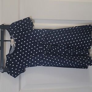 Girls Navy Blue and White Polka Dot Dress Size 5 GUC